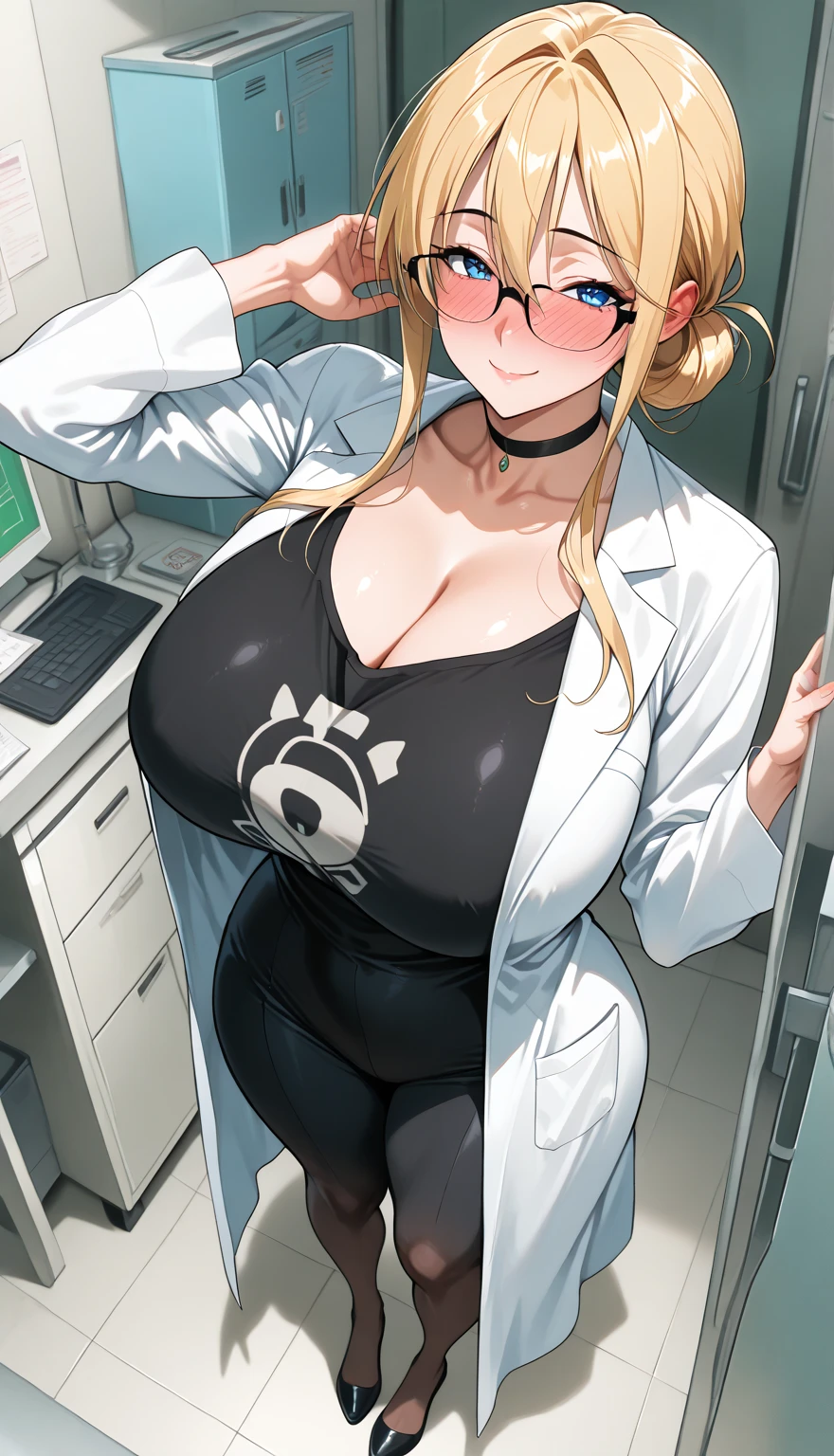 Tabletop++, Highest quality++, Ultra high definition++, Ultra high definition++, 4K++, 8K++, (Background Focus)++, (Water droplets fall)++, (clinic), (clinic Teacher), (White coat ) +, (Half-naked lab coat)+, White coat with open chest, (Black underwear), (Sexy black underwear)+, Sexy black underwear up and down, ((clinic Teacher)) +++ , ((beautiful)), Mature Woman, Big Breasts, Huge breasts, Cleavage, Have a coffee, ((Coffee in your right hand)) +, Steaming coffee, Bobcut, blonde, Erotic expressions, Enchanting atmosphere, Perfect body, Great style, Sexy Bose, Female doctor, White coat, Breast augmentation, Erotic expressions, Rut face, Beaver, bangs, clinic, (Wet Effect) +, (Lightの効果), (movie「Light」like) +, (like a light movie) +, Perfect body, Great style, Female doctor, White coat, Accentuate your breasts, Erotic expressions, Rut face, Beaver, bangs, clinic