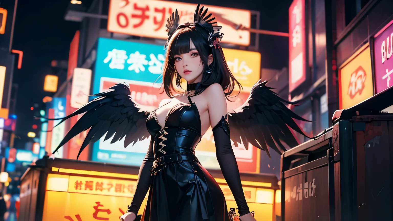 8K,月Flying in the night白い翼の天使達,Super Beauty(Like the real thing),天使の白いLong dress,Beautiful smile,Highly detailed illustration, Ultra-high resolution, masterpiece, highest quality, Perfect glowing skin, Perfect lighting, Detailed lighting, Dramatic Shadows, Ray Tracing, Looking at the audience, Small breasts, Beautifully detailed hazel eyes, Sharp Face, Clear Eyes, Red lips, Long bangs, Short Curly Hair, Red hair, ((Cyberpunk Dark City)), Upper Body, Combat Uniform, Military Harness,masterpiece,highest qualityのフォトリアリスティックなRAW写真。Bright colors,Rich colors, Backlight, Cinema Lighting, Film Grain, to be born, 50mm lens, Nikon D850,Detailed character art,Fantasy art,Ultra-high resolution,Ultra-Realistic Skin,Perfect hand shape,Big white wings,Blonde,Blue Eyes,Long dress,Flying in the night,Flying in the night sky,