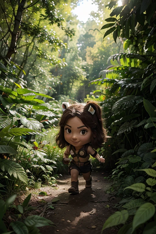 Cria uma imagem da Dora aventureira na floresta
