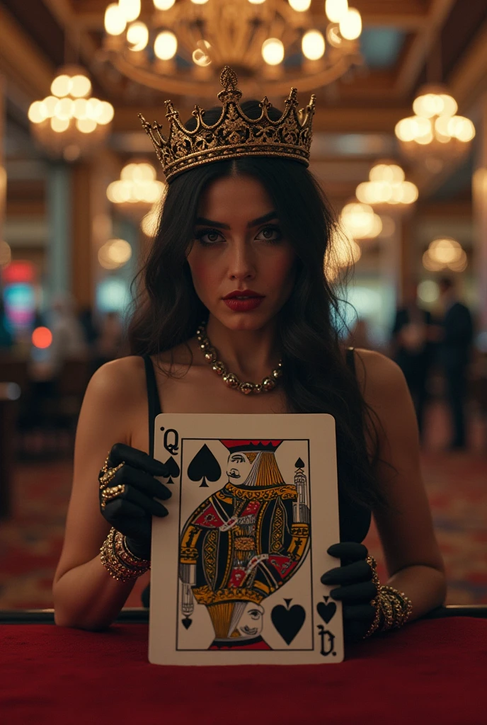 britney spears holding a playing card and wearing a crown, queen of hearts, the queen of hearts, Art style of Tom Bagshaw, fantasy card game art, poker card style, cheval michael (engine unreal, por Tom Bagshaw e Boris Vallejo, in style of anne stokes, artistic style tom bagshaw, Portrait of Megan Fox as Queen Best Quality), Sharp lines, sharp focus, offcial art, unity wallpaper 8k, absurdrez, Unbelievably absurd, huge filesize, -, Fantasyart, RTX,((close-up photo of the award-winning studio)), , (escape), , perfect hands, beautiful detailed eyes, face perfect