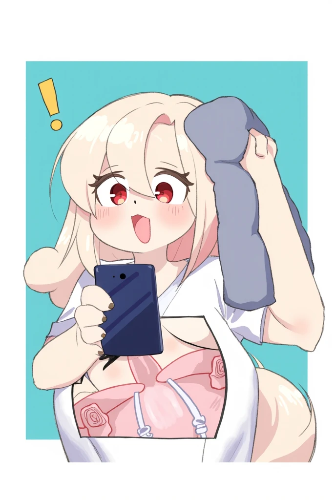 score_9_presence, score_8_up, Meilin Lee, wrapped in towel, medium breasts, holding phone