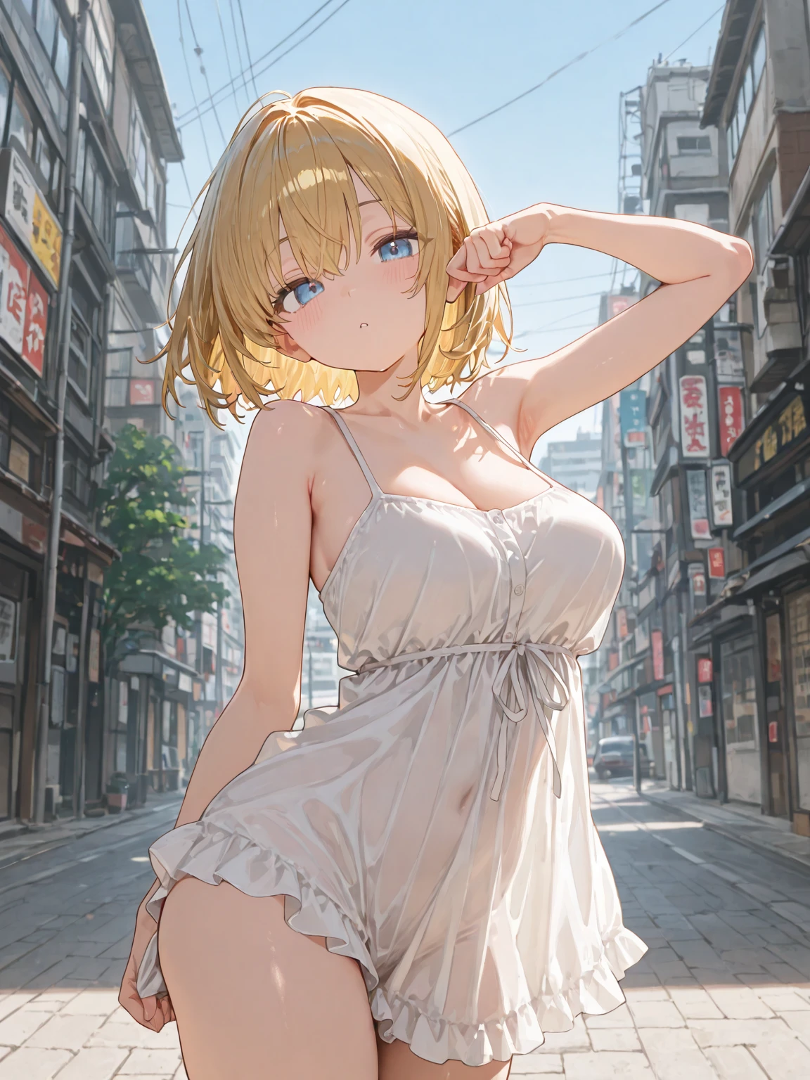 ((16 years, A very cute girl is walking with her naked buttocks in a busy center)), (((Wet White Button Long Shirt: 1.1))), (Mini Extreme White Silk Skirt), (Micro Mini G-String), (((Huge breasts :1.4, and droopy breasts:1.5))), 8K, Photo RAW, ((full body photograph)), (Very fine skin:1.2), (Exposing:1.5), (exposed chest:1.5), (exposed back:1.5), (Exposed shoulder:1.1), (Inguinal exposure:1.5), photography, masterpiece, Best quality at best, Dark gray background, (a beautiful girl with beautiful brown eyes, Light-brown hair, white skinned, Huge soft breasts and beautiful abs, blonde pubic hair, wearing white gloves), Various poses, hyper detailed face, A detailed eye, ((SEM close-up)), ((she
Flossing
