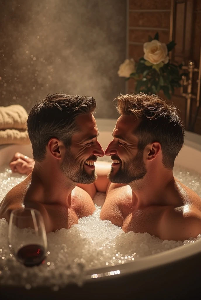 Men taking a bath in a GAY bathtub