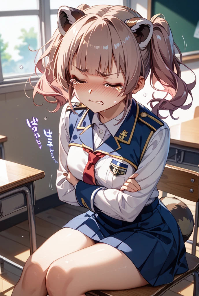masterpiece,Highest quality,Super detailed, girl,,Sailor suit,Schoolyard, Open your mouth,shy