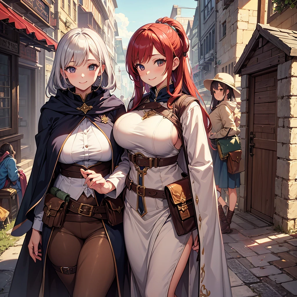 (solo 1 skinny 10 years old girl:1.4), the middle ages, (short red hair:1.5), (short dress:1.2), (plunging neckline), wiry corset (emphasize cleavage), (very short torso:1.3), (inconceivably thin narrow waist), short (brown capelet), BREAK, (flapping very short brown skirt:1.3), emphasize thigh gap, (thin long legs), nose blush, BREAK, (12th Century Europe)