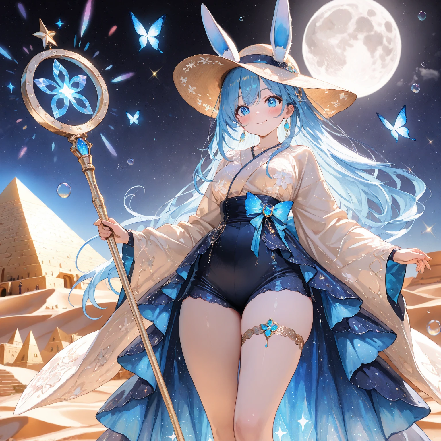 Highest quality, realistic, highest resolution, (Moon)), ((Rabbit girl wielding a whip walking on the desolate moon), ((Blue ((only the big Earth)) floats in the sky))), Night sky, Galactic stars, ((Milky Way)), Earth, Blue Earth, Earth as seen from the Moon