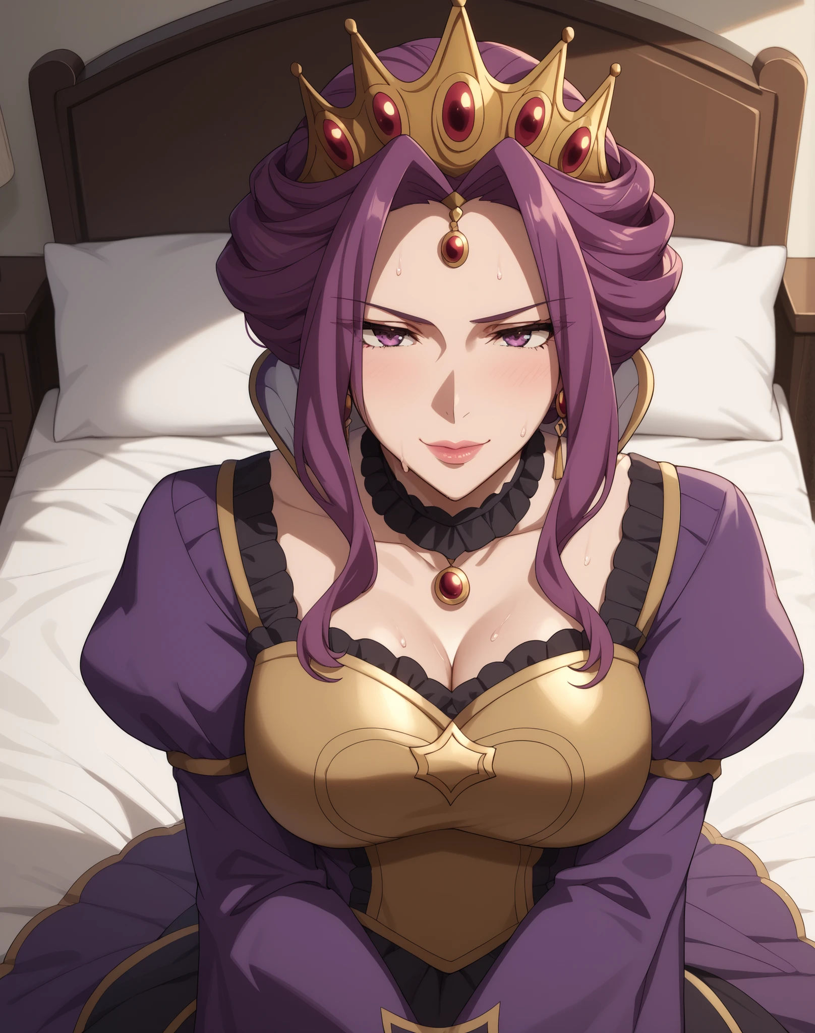 <lora:Mirellia_Q_Melromarc:0.45>, Mirellia_Q_Melromarc, big_breasts, purple_hair, purple_eyes, jewelry, earrings