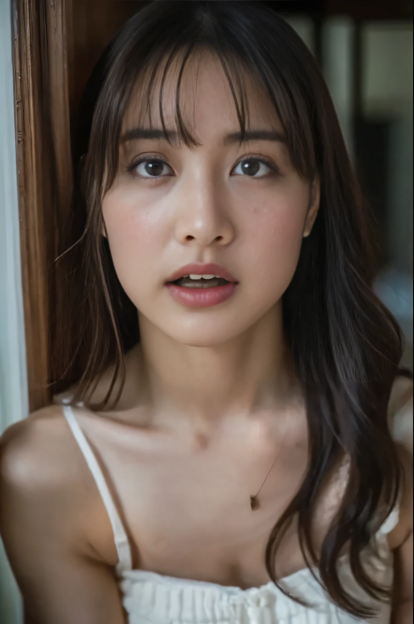 "(highest quality,8K,High resolution,masterpiece:1.2),Super detailed,(realistic,photorealistic,photo-realistic:1.37),soft focus,18-year-old,beautiful and detailed face,Detail view,renaissance art,delicate artwork,kitchen,kitchen apron,teenage girl,seductive lingerie,Gentle milk dripping onto my chest, Bright colors,studio lighting"