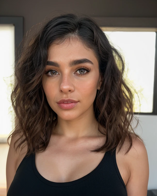 cropped woman with curly hair and a gray tank top, dark brown eyes a digital rendering of Kurt Roesch, shutter, renaissance, gorgeous woman, with textured hair and skin, gorgeous beautiful woman, mixed Latina African American woman, photo d'a black woman, curly black hair, jea black woman, photo d'a pretty woman, curly afro, curly black hair, her face framed by curls, not