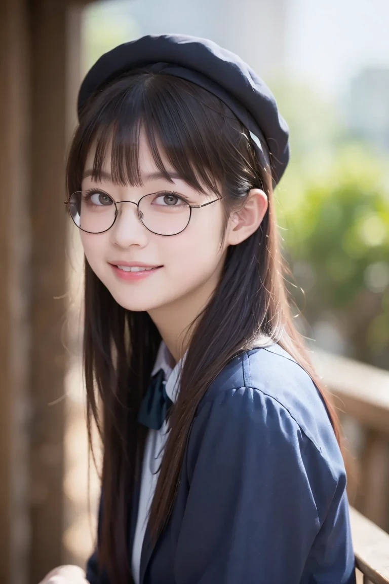 1girl,masterpiece, photorealistic, detailed, RAW color photo,(fully in frame:1.1),young,idol, cute, twintails,black outfit,hq, hdr,asian, best quality, Moa Kikuchi, MoaMetal,   ponytail, glasses
