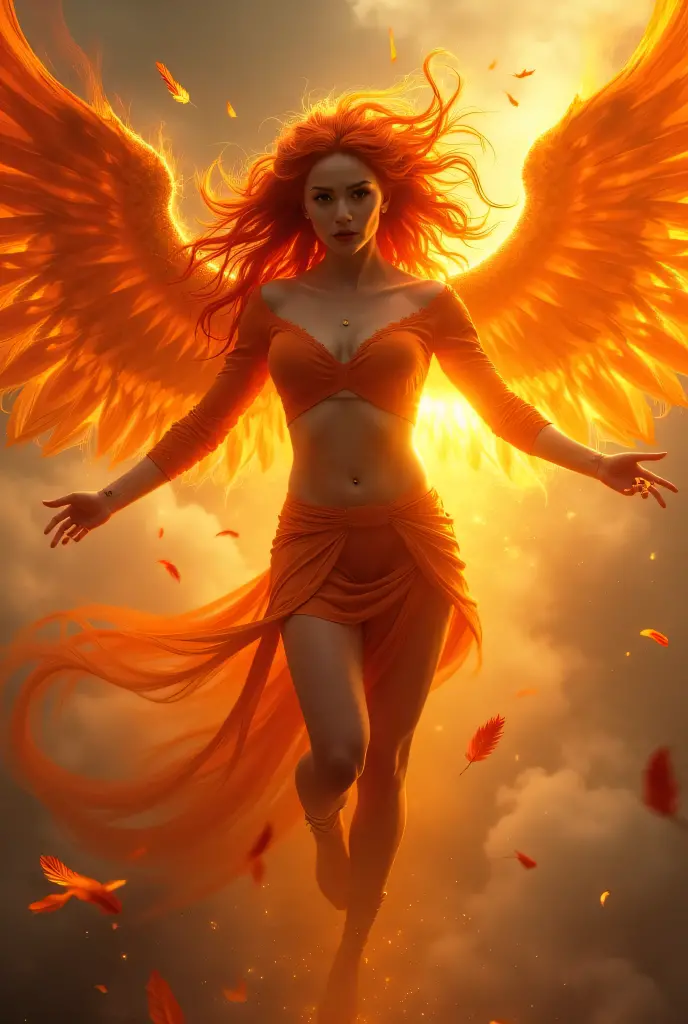 tmasterpiece,超高分辨率,A beautiful woman with wings shoots arrows,She floated in the air with the flames,The delicate facial features are beautiful and moving,Clear skin is smooth and delicate,Barefoot,A person whose body contours are on fire,A celestial beauty that appears in the flames,No cover,The wind blew the skirt and burst into flames,Flying beauty,Fire Phoenix,Beautiful feathers with huge wings,Phoenix Nirvana in the Flames,Wings in flames shine,A clean and untouched human body,He is unclothed and has feathers adorning huge wings,Fly in the air,Characters shine light,A fire broke out beneath your feet,Layers of depth and spatial hierarchy,The background is only the sky,There are clouds,Light flame,火焰,The background of the picture is clean and flat,A unique perspective, --auto