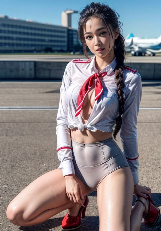Raised sexy，Coquettish，cleanness，white colors，underdressing，legs are open，High jump，Beautuful Women