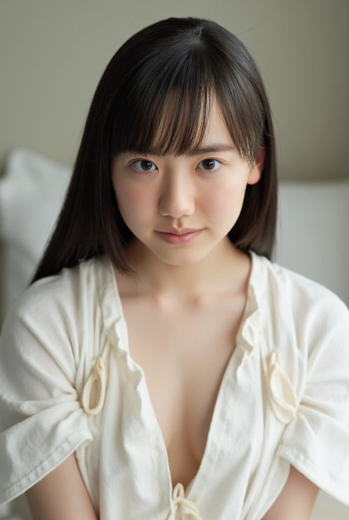 (8K, RAW Photos,highest quality, High resolution:1.1), (Ultra-realistic:1.4),(Realistic, Realistic:1.3),The Beauty of Japan、Rhythmic gymnastics club、Rhythmic Gymnastics Uniform、((Upper Body:1.3)),Maid Cafe、((Maid:1.3)),(Pink knitted sweater:1.3),Looking up、Shot from above、(big tits:1.2),nsfw