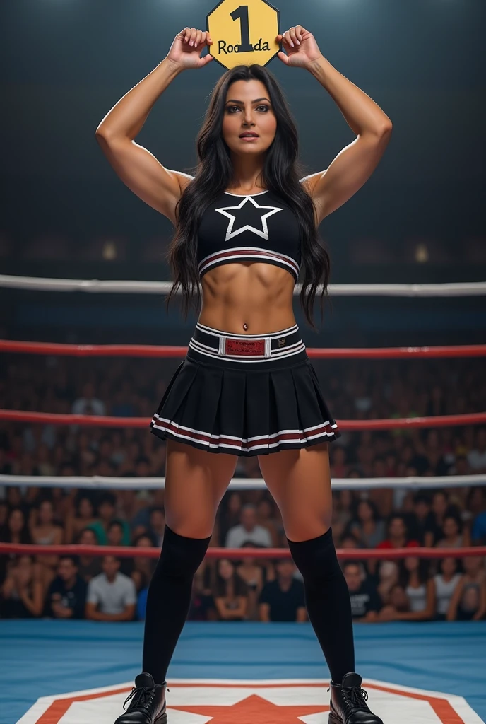 Cheerleader, cute woman, (katana in hand:1.1), big smile, expressive, simple nightscape, confident smile, better quality, blue eyes, glowing eyes, (long eyelashes:1.1), sharp eyes, ultra long hair, ultra detailed hair, ultra detailed hair strands, catwalk, walking down the streets, 8night, starry Sky, ultra detailed lips, Red lips, 