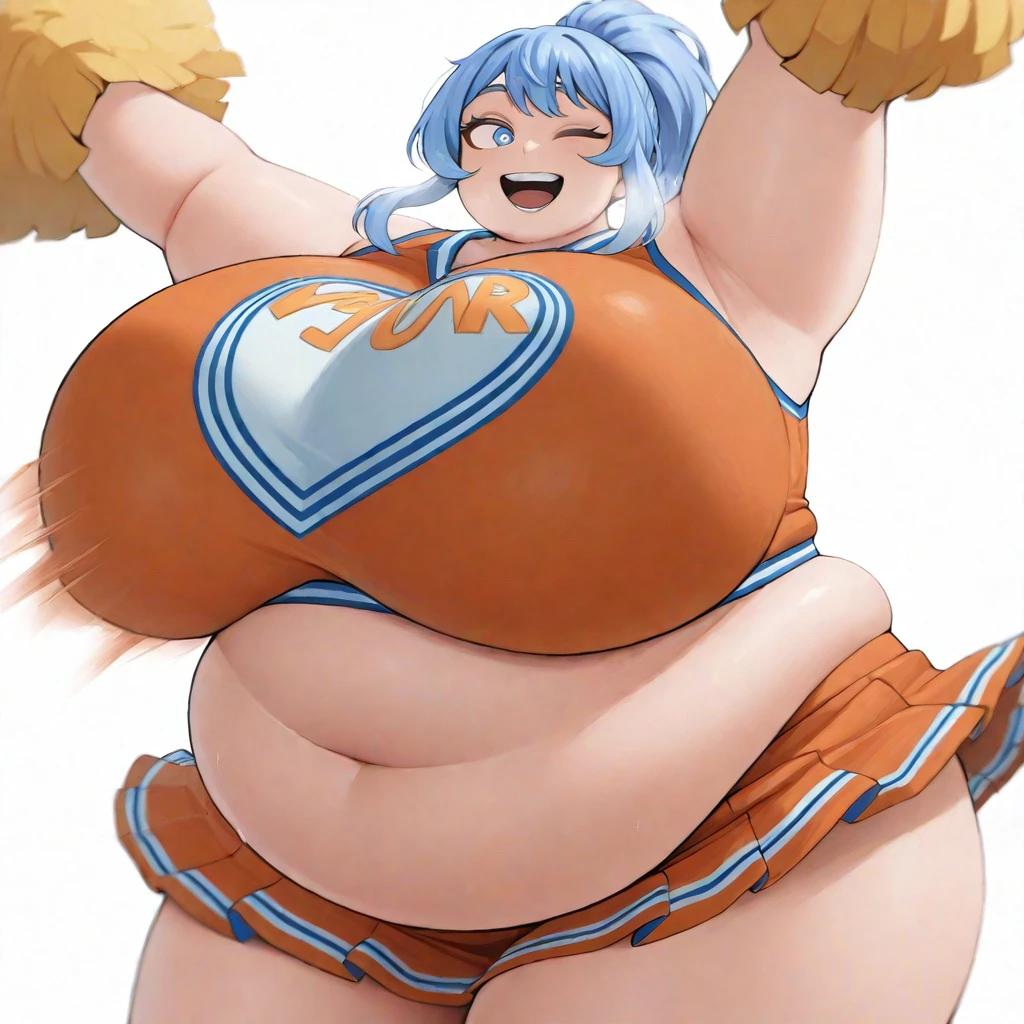 (Erotic),high-level image quality、masutepiece、4K,8K,Anime Cell Style,Best Quality, hight resolution,ring announcer(shinmai maou no testament burst),maonyan,(gigantic breasts:1.5),cat demon girl,(brack cat ear,brack cat tail,ahoge),fang,blue hair,yellow eyes,(light green triangle face paint),(bikini:1.4),(nude),(sea:1.3),open mouth,happy smile,brush,arms up,sweat,steam