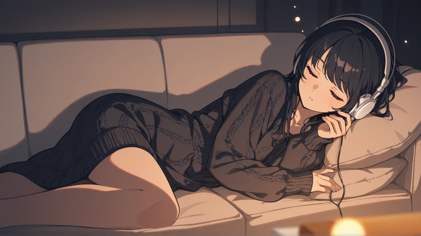 ((Highest quality)), ((masterpiece)), (detailed),Lo-fi Night Relaxation