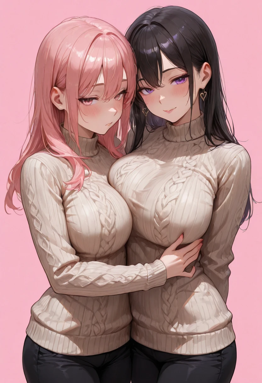 2 heads, a tall skinny woman with 2 heads. Massive breasts. In a messy bedroom. Wearing hoodie, wearing sweatpants. Showing off cute pink bra. Big long messy hair. Emo, goth. Gorgeous face. Seductive eyes. Pale skin. Flirty, playful expression. Extremely huge fake tits. Blushing. Huge breasts. Extreme tits. Mommy. Blushing. Sexy. Extremely huge breasts. Huge body, extremely tall, giantess, massive woman.