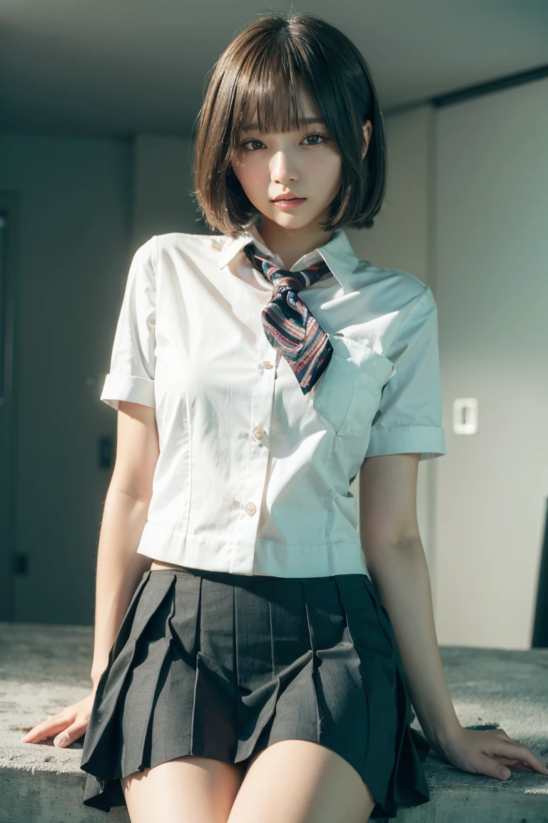shirt with collar、Japanese student uniform、neck tie