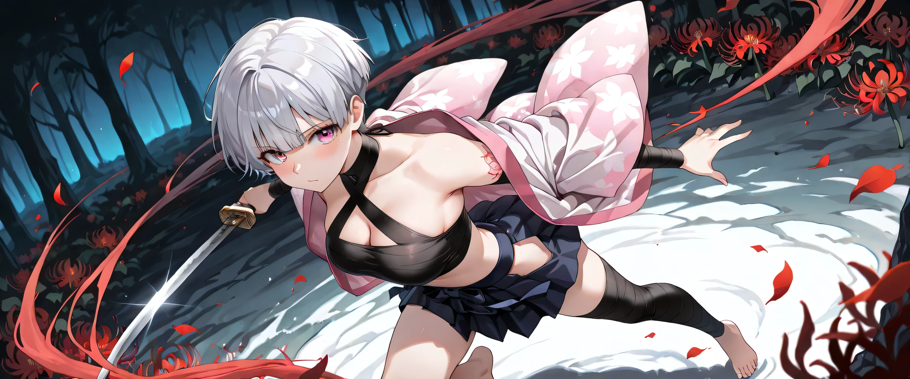 1girl, 18 year old female, Mysterious Heroine X Alter, Fate Grand/Order, anime style, ultra realistic, high detail, sexy pose, sexy, beautiful, exposed skin, slender, skinny, exposed breast, large breast, nipples, exposed nipples, nude, nudity, absurdres, high res, ultrasharp, 8K, UHD, retina, masterpiece, accurate, anatomically correct, perfect anatomy, textured skin, super detail, high details, high quality, award winning, best quality, high res, looking at viewer, detailed eyes, four fingers and one thumb per hand, perfect hands, perfect finger, two arms only, no clothes, revealing, platinum blonde hair, yellow eyes