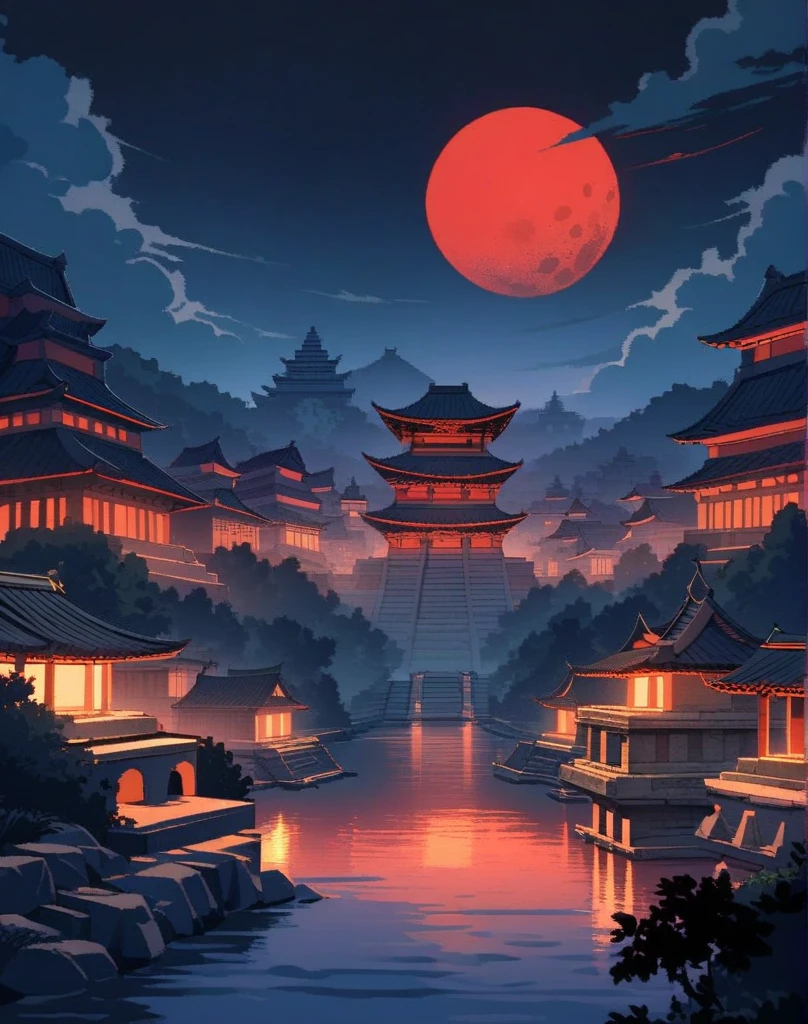 4. (Dark clouds fill the sky as a giant hand descends, destroying the Celestial Sun Sanctuary) (Background: A magnificent ancient imperial palace, resplendent with gold and jade).