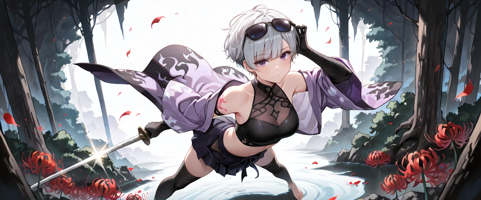 (((Alone))),(((Woman))),(((Thin waist))),(((Average breasts))),(((Light skin))),(((Gray Hair))),(((Serene black eyes))),(((Beautiful face))),(((Wearing tribal clothes)))