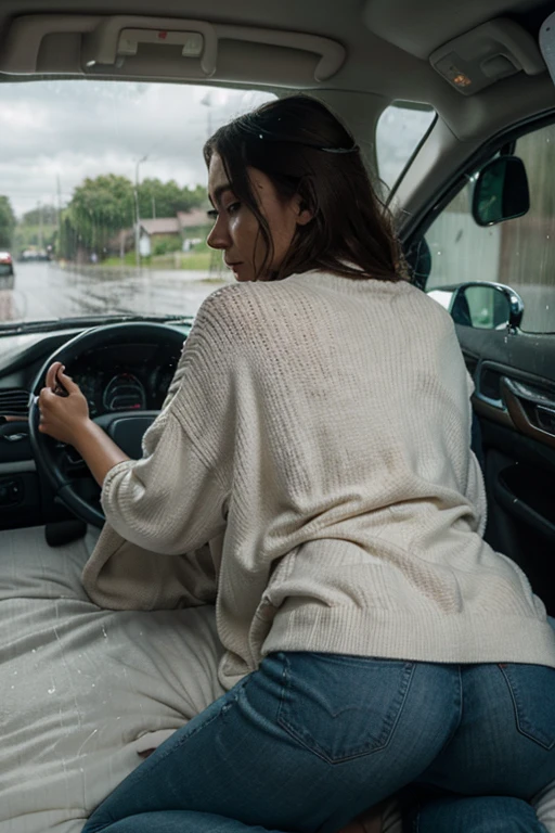 couple in a car image seen from the back seat
