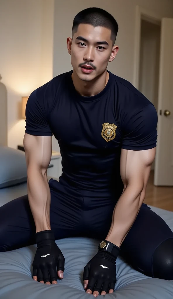 1 young handsome guy，20-22 years old，police officers，Interpol，Police Department，Handsome，musculous，hairy bodies，police uniforms（Fine eye 1：3），Black eyes，full bodyesbian , epic reality , epic photorealistic , ultra realism , photorealistic  , only male , only boy , full length shot (fls) , sexy micro thong 