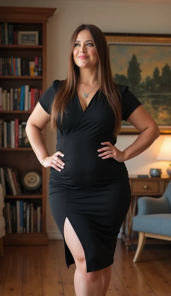 Chubby lady bending forward