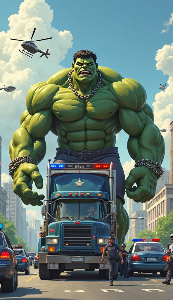 Hulk accident on highway road with his truck