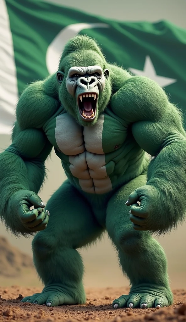 An orc wearing a Real Madrid bikini