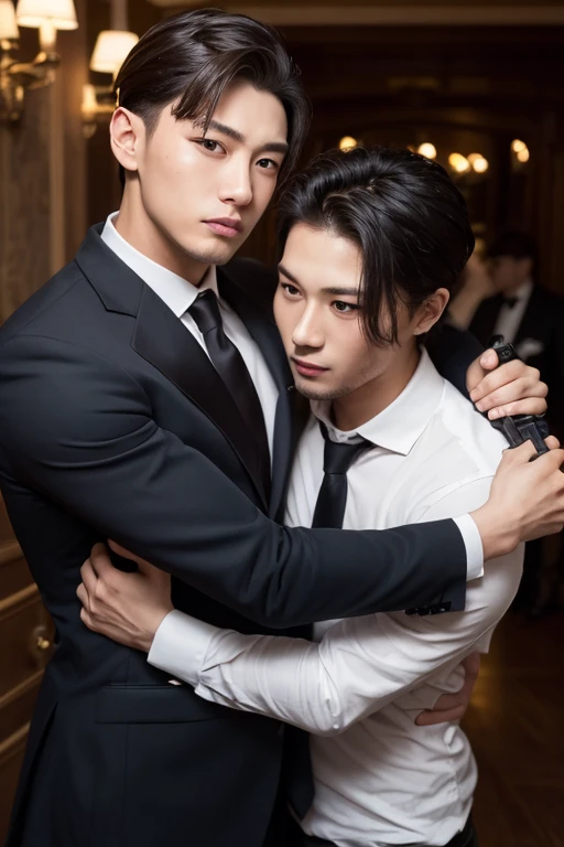((masterpiece)),((best quality)),8K,High Detail,Very detailed, Very manly,2 men, like,fashion pose, Real skin texture, Light,
Royal blue style couple