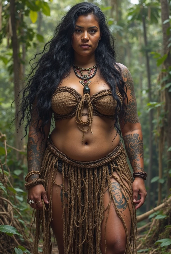 Young orc woman (big fangs), female orc, (green skin) , peaceful expression, dirty skin and hair, dirty linen and fur clothes, ((wearing linen dress)), big saggy breasts, skin imperfections, skin dentation, bone jewelry, forest background, natural lighting, tribal tattoos, curvy, big body, highly detailed, 8k, photorealistic, cinematic, fantasy art, ultra high quality, sharp Focus, orczor, interesting view angle, dynamic poses, chubby