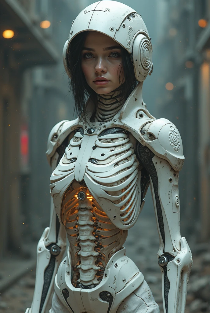 Bones anime woman,skeleton woman,woman made from white bones and skull,high resolution, 8k,looking at the viewer, ultrasharp, masterpiece, only 1 girl,she stands in the center of the screen,looking at you,