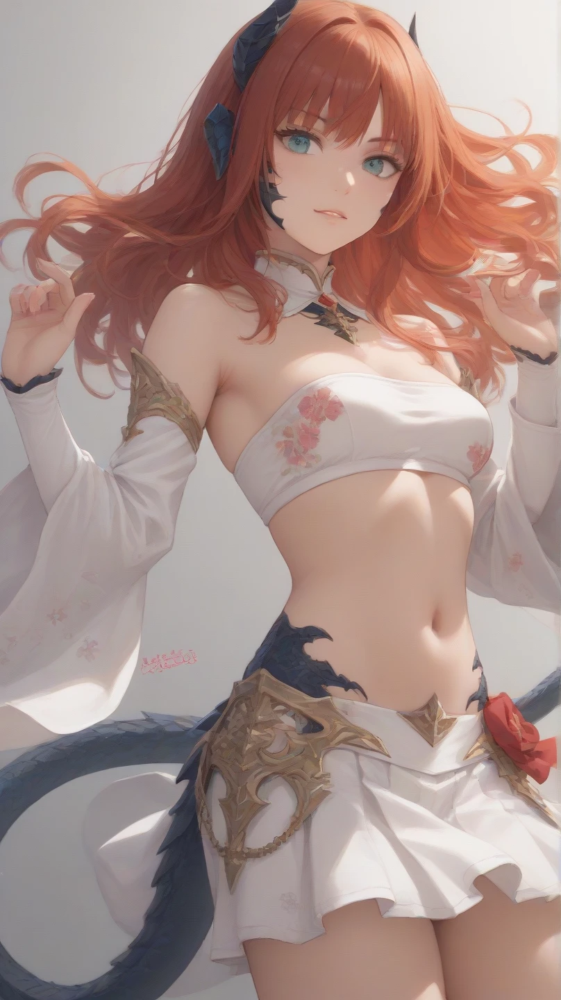 Beautiful full-bodied woman, 30 years old, muscular and perfect body, (((Viking warrior))), long red hair and with little clothing, tiny thong, (((bra made of scales))), holding the severed head of a demon, large breasts, generous neckline, splashed blood on the body, brave face, dark kingdom,  Sexy pose, walking in a wilderness, active volcano in the background, medieval era, bioluminescent, 8K resolution concept art, realism, by Mappa studios, masterpiece, best quality, (1girl), official art, illustration, ligne claire, (cool_color), perfect composition, absurdres, fantasy, focused, (clear clothing, transparent cloth, see-through material), (((cameltoe))), (red hair, freckles, huge breasts, nearly naked, underboob), thick but fit, blend of Natalie Dormer and Zendaya, silk robes, detailed castle background, 20 yo, natural, amazing body, pronounced feminine feature, speaking, laughing, festival, (((no panties)))