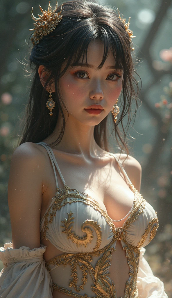(NSFW:-0.98) . White and Red, (Dazzling colorful light pours down and reflects:1.2), (Physically-based Rendering with incredible detailed Textures), Award-winning Masterpiece of professional Analogue photograpy, { (((Photorealistic:1.37))) | (Hasselblad with F2.8) }, (((Acutance:0.85, Dynamic- Closeup:1.37), { from below | from side } )) . (KAWAII girls in (school uniform)) with visible Overflowing Cleavage and Navel without bra . (((Extremely detailed KAWAII face variations)) with joyful expressions), { Glossy cute Lips Closeup | Detailed natural eyes with sparkling highlights and long eyelashes | Rosy cheeks | Navel | (pretty Ass) | (Overflowing underboob) | Oiled ivory skin Details | White panties with (blood seeping only in crotch area) | ((full of Flowers covering girl's body:1.15)) | (((Dazzling colorful stained glass with stunning elaborate details:1.2))) | Mystic sight | A Halo ling in the air | God rays | Haze | Lens flare } . Ultra-detailed, (Exposed:0.8), (((Nipple:-0.9))) .