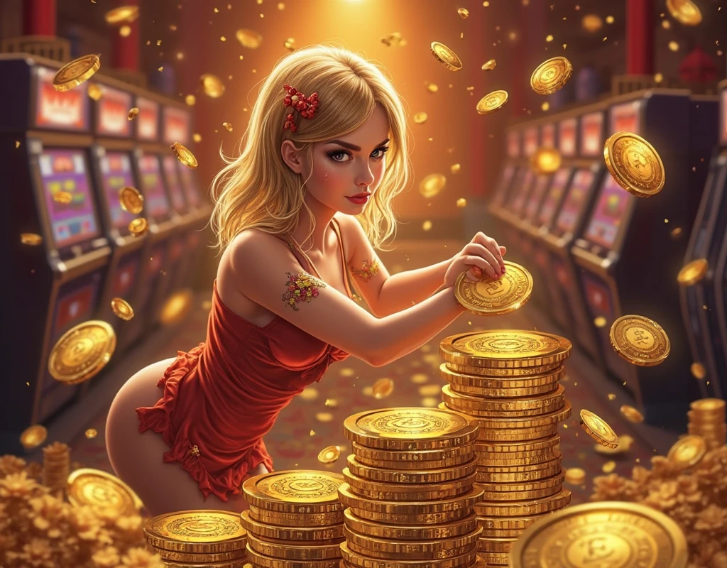(1 girl, solo, (floating in the sky, sexy posing)), (girl is wearing a golden bikini, (redhead long hair):1.1, (olive eyes, face) ), (background bills and coins, money falling), (realistic)