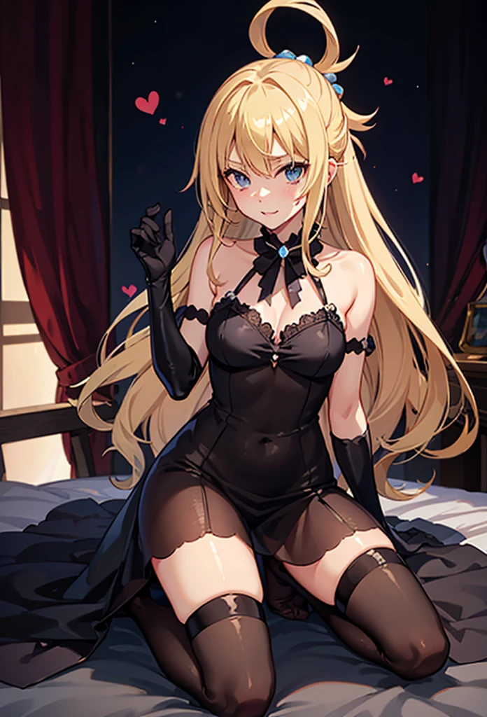 , , solo, long haired, twintail hair, Blonde hair, blue eyes, flat chest, princess, tiara, red Gorgeous dress, thin legs, bare feet, sitting cross-legged on the sofa, (Point one foot at viewer, She makes me lick her foot), instep of foot, Grinning laugh, sadistic, Looking down on viewer, (flom below:1.3), Composition looking down,