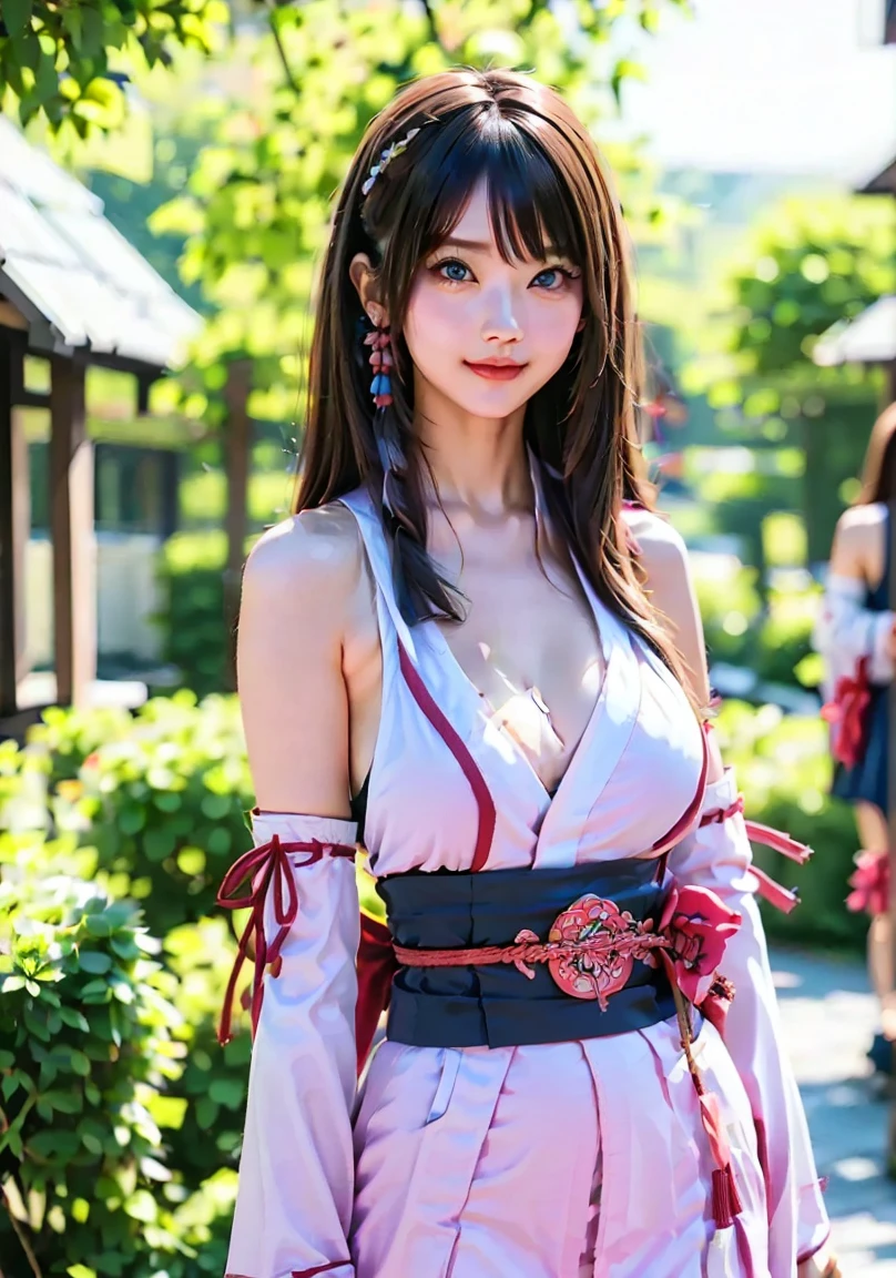 (​masterpiece:1.2、top-quality)、(Dynamic lighting)、(hi-school girl)、(shrine maiden)、((Wearing priestess clothes))、full bodyesbia、1lady、独奏、long、(Hakama、a red skirt)、(torii gate、temple)、hightquality、​masterpiece、ultra res、a beauty girl、cute girl face、Very beautiful face、realisitic、Precincts of Japan Shrine、25-years old、femele、Light in the eyes、big eye、Looking at the camera
