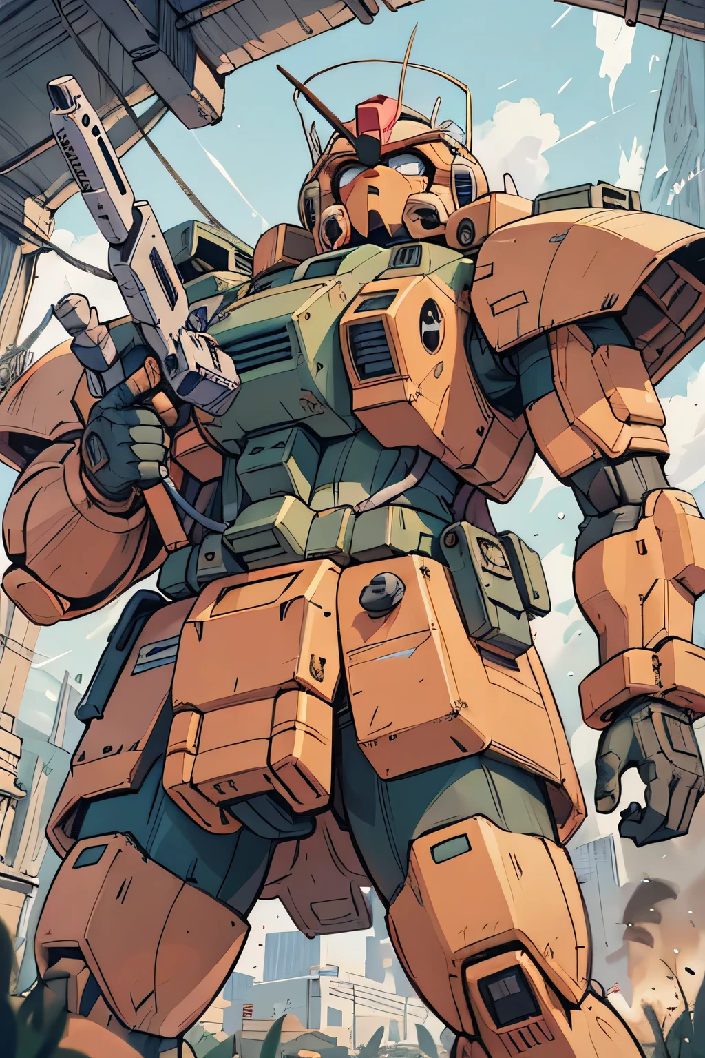 Please draw what you like.8k,MS-05, zaku 1, monoeye, gun,masterpiece ,amazing, dynamic production, extremely detailed, extremely beautiful and fain design extremely beautiful and fain colors, high resolution, cinematic style ,illustration, gundam,sci-fi, HD, Gquuuuux, premium performance, premium detailed, 8k, best quality,