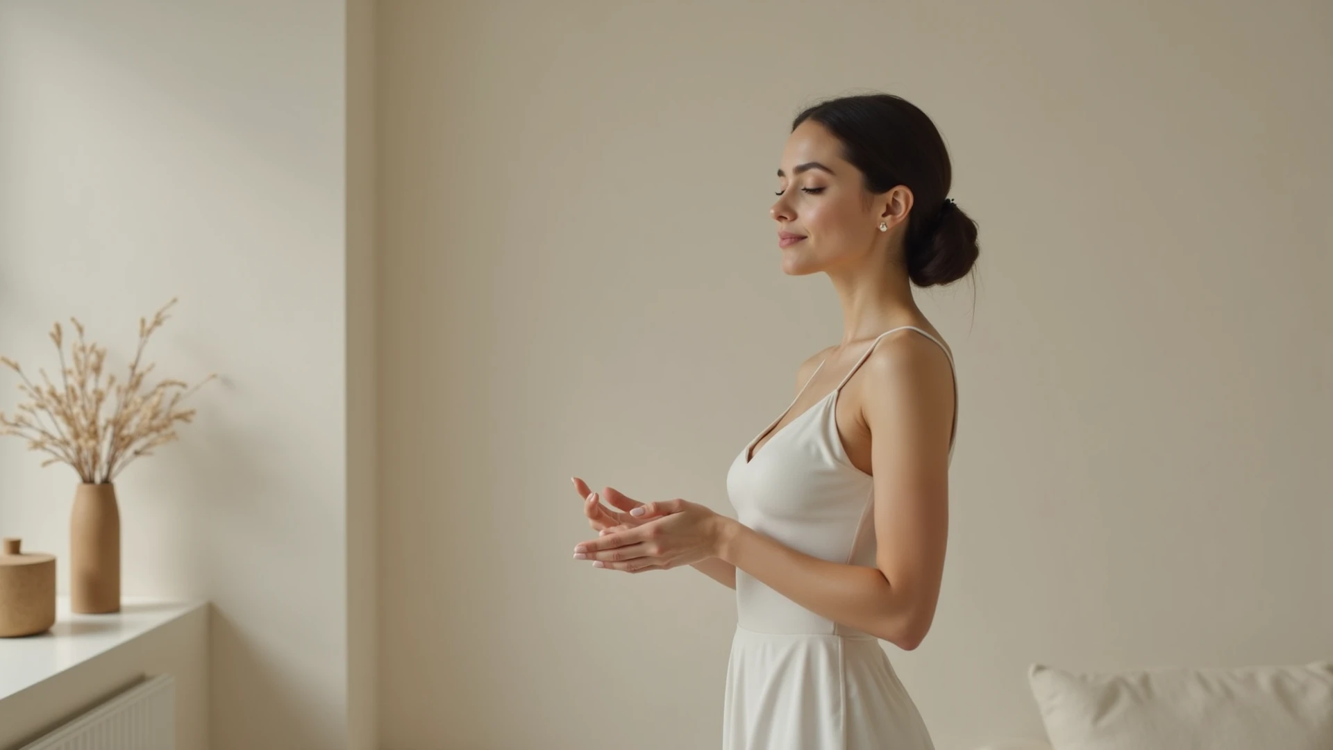 Mature WomanActress, Sculptural composition, Bright environment, (((sharp))), (((Hide your hands behind your back))), Surreal, {{{Tabletop}}}, {{{highest quality}}}, {{Super detailed}}, {{Very delicate and beautiful}}, My eyes are watering, Very detailed, ((Natural Skin Tone)), Flashy makeup, Red lipstick, ((Mature Woman)), ((Hide your hands behind your back)), Mature Woman, ((Tabletop)), highest quality, high resolution,16K, (White swimsuit that emphasizes the breasts), (Sexy), ((Staring at this)), 90 years old,
