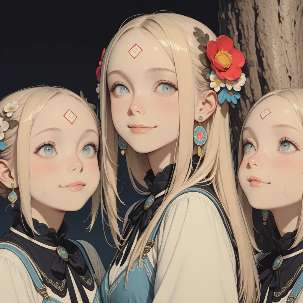 (((1 toddler:1.4))), (baby face), (round face), (little chest), (blonde long hair:1.2, big forhead:1.2), (straight cut bangs:1.2), blonde hair, shiny hair, hairgrip, curled eyelashes:0.6,(beautiful big eyes:1.3), intricate eyes,beautiful detailed eyes,symmetrical eyes,big eyes:1.5,(apricot eyes:1.2), extremely detailed cute anime face, clear pale blush, dark brown skin, solo,🦄,🌈,kawaii,(((lustrous skin:1.5,tanned skin,bright skin: 1.5,skin tanned,shiny skin,very shiny skin,shiny body))),((nsfw)),((little ,chibi))),((small tiny body)),,(((()))),((flat chest)),
mini skirt,(navel),(snowflake wreath),winter clothes,(((intricate outfit,intricate clothes,embroidered outfit,ornate outfit,embroidered clothes,ornate clothes))),
(dynamic pose:1.0),embarrassed,(centered,scale to fit dimensions,Rule of thirds),
((snowy pine forest)),winter,scenery:1.25,((intricate scenery)),((snow forest background)),(Christmas tree:1.5),
(Glossy winter ornaments),highres,sharp focus,(ultra detailed,extremely detailed),(photorealistic artwork:1.37),(extremely detailed CG unity 8k wallpaper),(((vibrant colors,vibrant theme))),(intricate),(masterpiece),(best quality),artistic photography,(photography taken by sldr),(intricate background),perfect rendered face,perfect face details,realistic face,photo realistic,analog style,((intricate detail)),(((realism))),