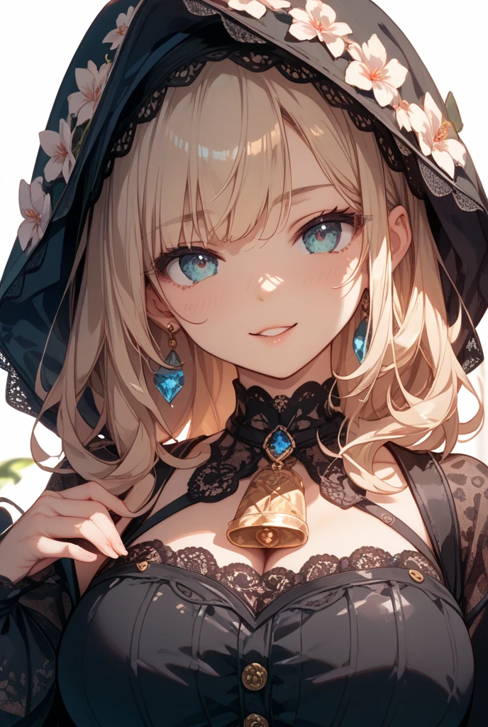 masterpiece, absurdres, best quality, ultra detailed, high Resolution, detailed illustration, bright colour, (extremely beautiful detailed face and eyes, Delicate beautiful face, 1 girl, cute face:1.3), (magenta eyes:1.1), sparkling eyes, big eyes, big breasts, (perky breasts:1.1), (pointy breasts:1.1), medium hips, glamorous body, white skin, BREAK, (blonde hair:0.8), messy hair, detailed hair, shiny hair, BREAK (undressed, witch:1.3), perfect lighting, (embarrassed:1.3), (ecstasy, vulgarity:1.5), (trembling:0.8), (art nouveau:1.3), (Zentangle:1.3), 