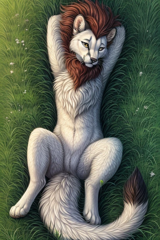 ultra-detailed, masterpiece, masterwork, high quality, best quality, hdr, (nature, night), posted on e621, (by darkgem), nsfw, male, solo, ((nude, foreskin, perfect balls)), (white body rabbit), hairy rabbit, (white body), (long golden hair, closed eyes, sleeping), lying, relax pose, from below, dynamic angle