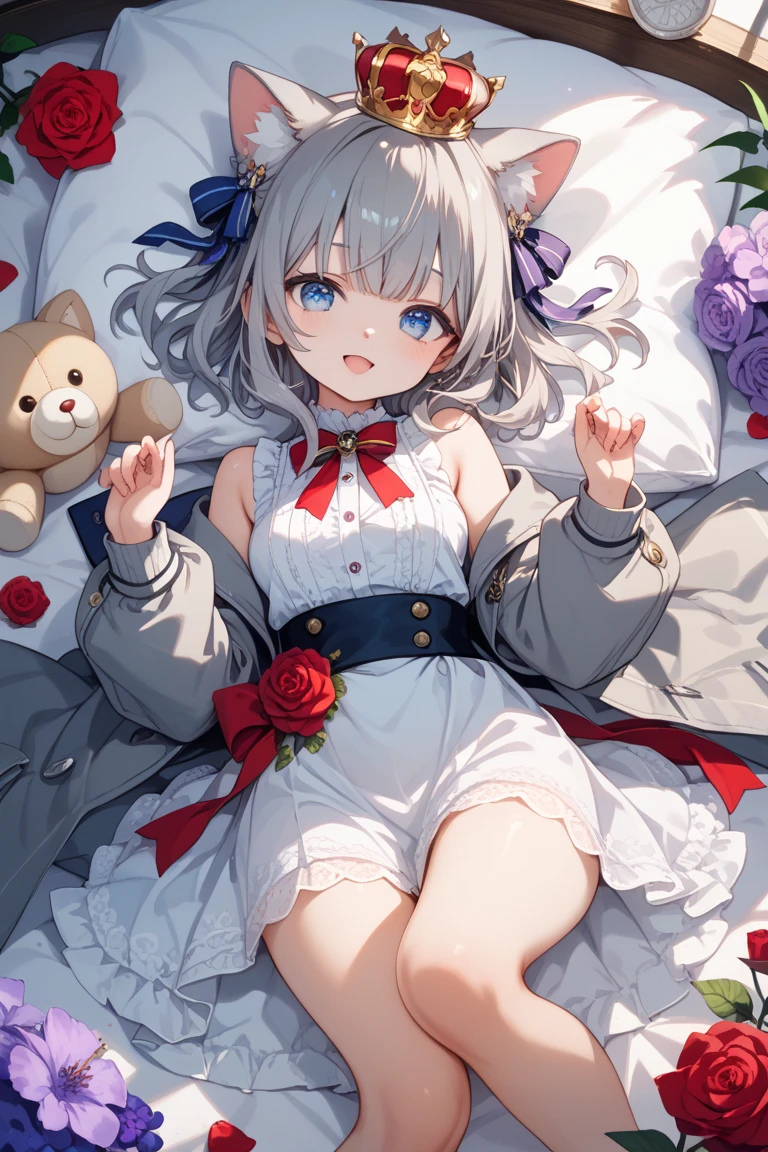 ((Masterpiece: 1.3)), ((Absolute Resolution: 1.2)), ((Superlative,: 1.4)), super detailed face, complex and detailed eyes, 1girl, lying, solo, looking at viewer, long sleeves, pastel camisole, pleated skirt, bowtie, socks, eye capturing wind chimes, bridal hairstyle, fair skin, japanese behavior aesthetics