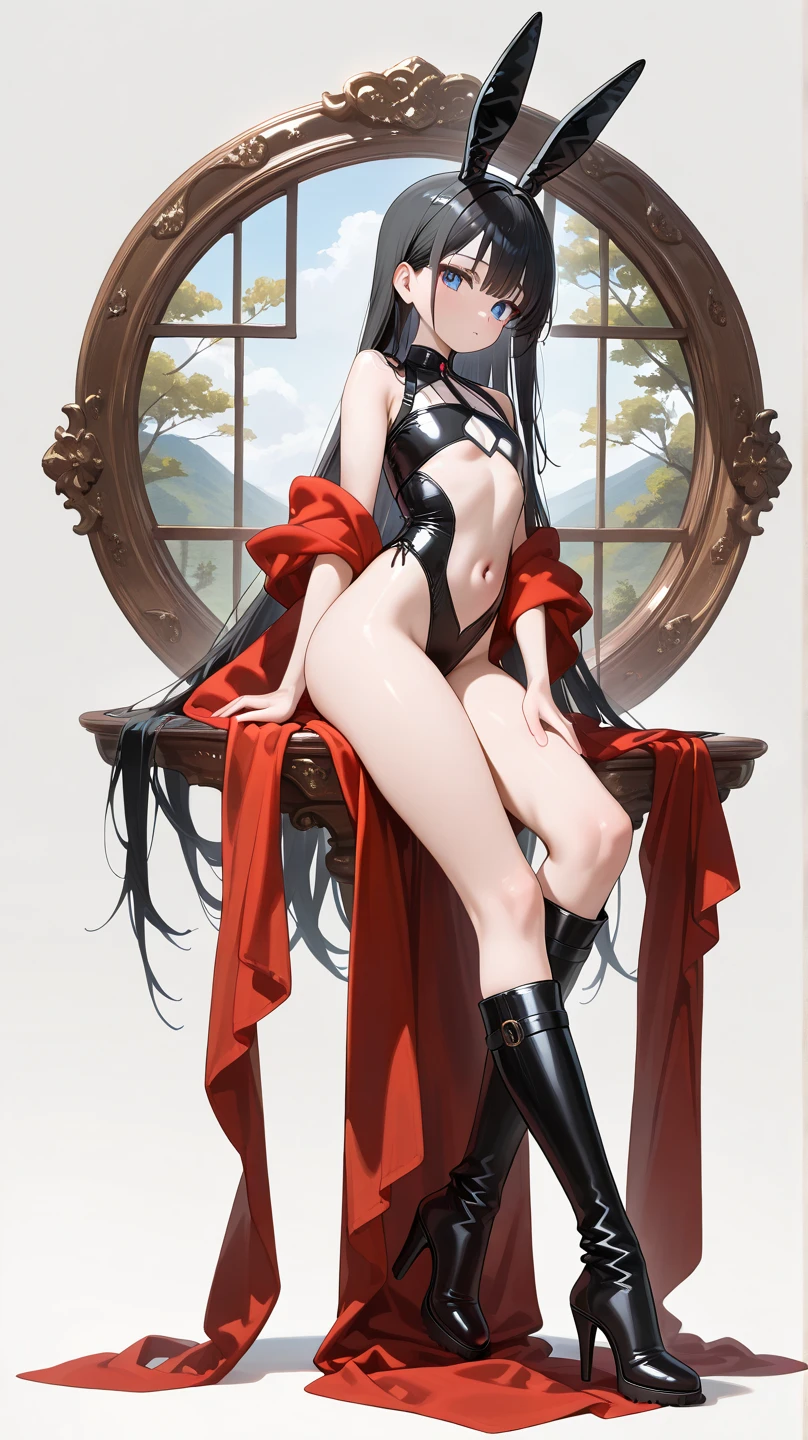 (masterpiece best quality), Realistic, (Real picture, Intricate details, Depth of field), (1girll, Solo),long eyelasher,seductiv, highly detailed, Perfect face,Delicate facial features (gigantic cleavage breasts:1.3), (skin indentation), (Pasture cowsheds covered with pastures),Overlooking the perspective,Thick thighs, Wide hips, Small waist, facing at camera,Raised sexy,Flirtatious,Open your feet,Mature face,a matural female,(Gorgeous Hair in Long Purple,By bangs),Cow clothing,Erotic clothing,open waist,Leather clothes,stocklings,Over-the-knee boots,cow horn,Production plant,Cow Lady
