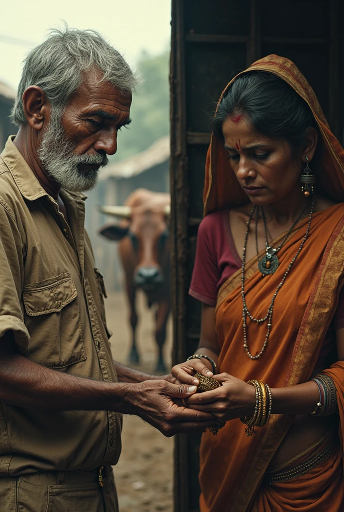 indian poor village wife and husband tacking