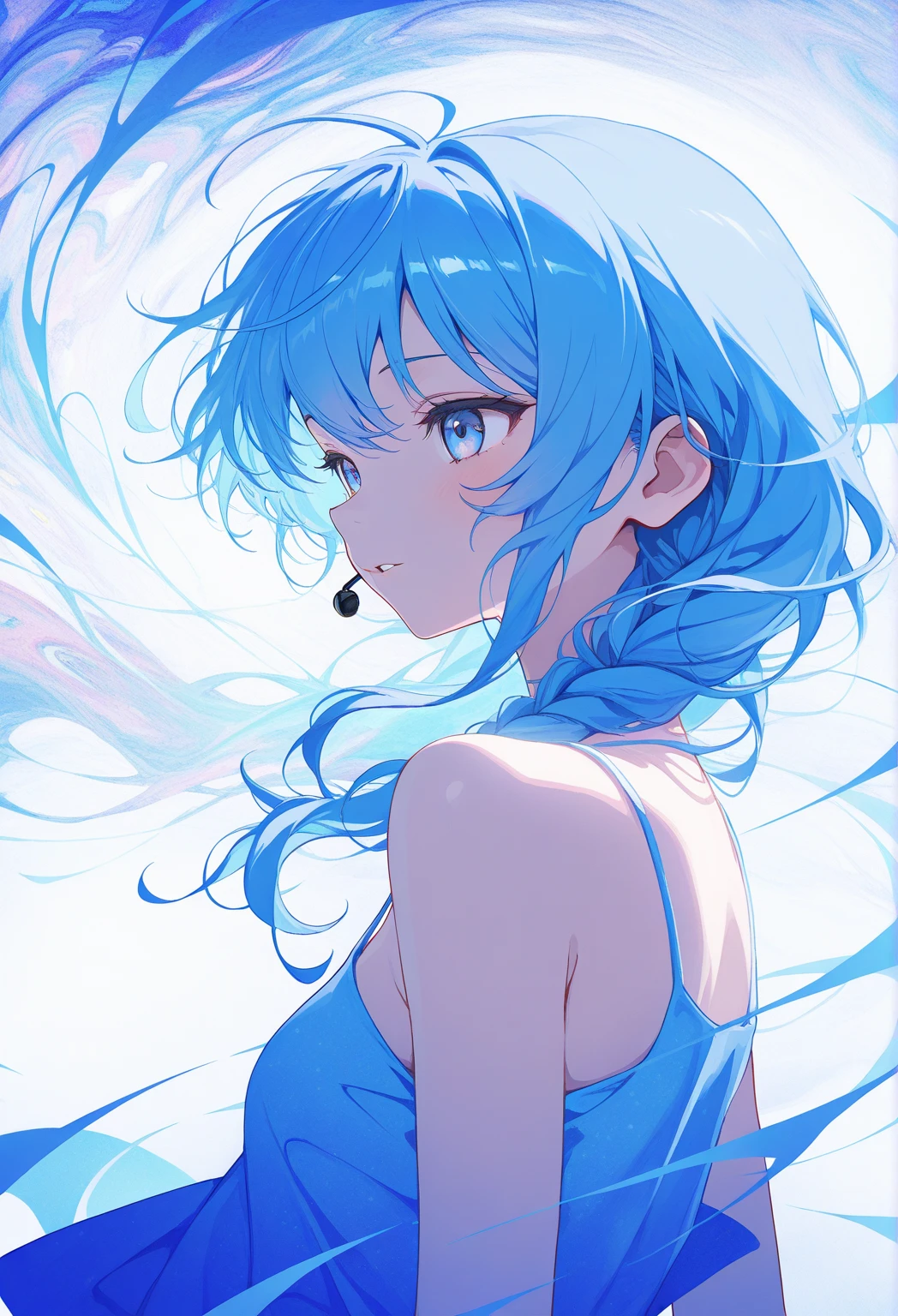 nipples, visible from a white shirt (((Masterpiece, top quality)), no panties, 1 girl, (Photorealistic: 1.4), alone, White background, blue hair, short hair, absolute area, ((full body )), tall body, tall, long legs, mature woman, mature, adult, , eft_oshi_akane, alone, 1 girl, blue hair, looking at viewer, medium hair, bangs, closed mouth, green eyes, multi-colored hair, short hair, hand up, sweat, discolored hair, blue eyes, more details XL
