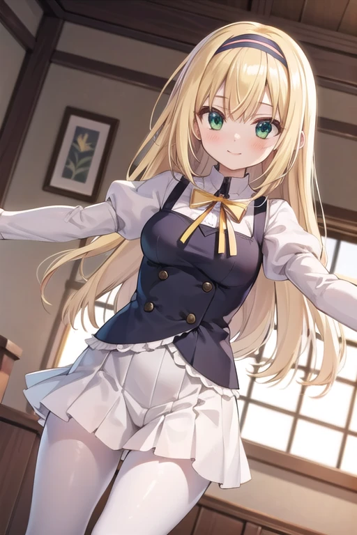 blush,smile、Blonde hair, blue eyes、Twin tails、In uniform、Primary school students、The back is very small、Lolita、Small breasts、Please show me your armpits、exterior: 14 years old、Shoulder Bare、The clavicle is visible、Sexy thighs、Beautiful feet、highest quality, High resolution, unity 8k wallpaper, (shape:0.8), (Beautiful and beautiful eyes:1.6), Highly detailed face, Perfect lighting, Extremely detailed CG, (Perfect hands, Perfect Anatomy),