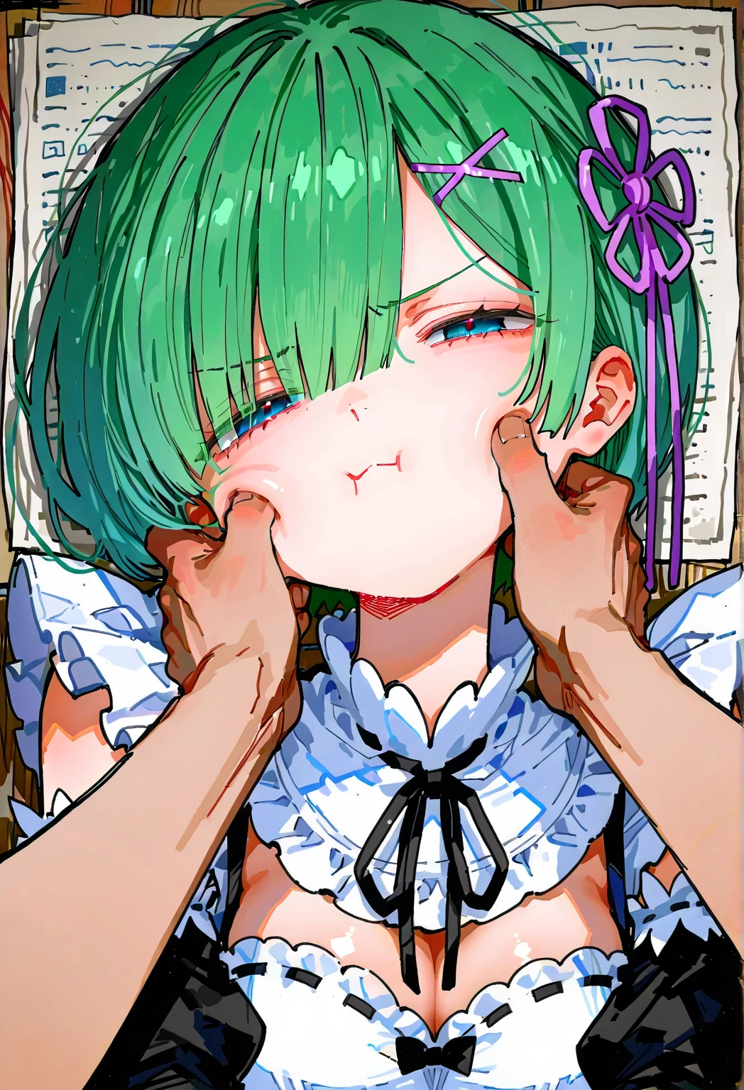 (best quality, masterpiece, uncensored, high quality, ultra detailed, extremely detailed CG, beautiful face, beautiful eyes, beautiful hair), solo, 1girl, (:1.3), (12 y((((yellow green hair, Blue inner, streaked hair, wavy hair, middle hair, one side up))))), (((((ninja, collar))))), (baby face), nsfw, (large breasts), pussy,ntation, hody, onlyass, face, afterglow, bust up, (clothed, nude, nsfw), (girl tremblingh sexual climax:2), (bukkake, pusse,spreay, cum in as squirtinasm, sweaty skin, s ass fo, detai background, (extremesom e detailed and ninja sk and ribbon:1.3),(extremely awesome detailed deep-silky-healthy-lackwarm-foundational-soft-skin:1.1), (extremely awesome detailed gleaming skin), (extremely awesome detailed pretty face, extremely awesome detailed eyes, extremely awesome detailed shiny hair:1.2), (embarrassed, closed mouth:1.4), extremely awesome detailed dynamic lighting, extremely awesome detailed caustic, extremely awesome detailed deep shadows,(best quality, highres, absurdres, extremely awesome detailed CG unity 8K HDR wallpaper, perfect anatomy:1.1),(extremely awesome detailed realistic, extremely awesome detailed 3d:1.0)