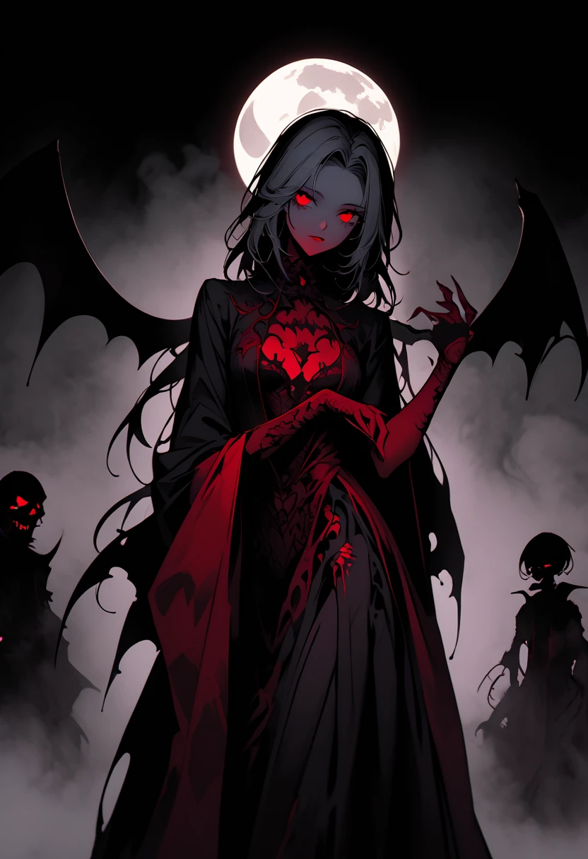 (demon king),dark,evil,terrifying,bloodthirsty,[ominous],powerful,[hellish],scary,menacing,[sinister],spiky,[crown],red eyes,[fiery gaze],sharp teeth,[clawed hands],black wings,[dark energy],intimidating presence,[smoke and flames],shadows,[demonic aura],[ominous atmosphere],sinister grin,villainous,[fierce expression],[eerie glow],[ominous music],[hellish landscape],[thunder and lightning],dramatic poses,threatening posture,commanding presence,desolate kingdom,fiery throne,army of demons,minions,fear-stricken souls,ominous symbol.
